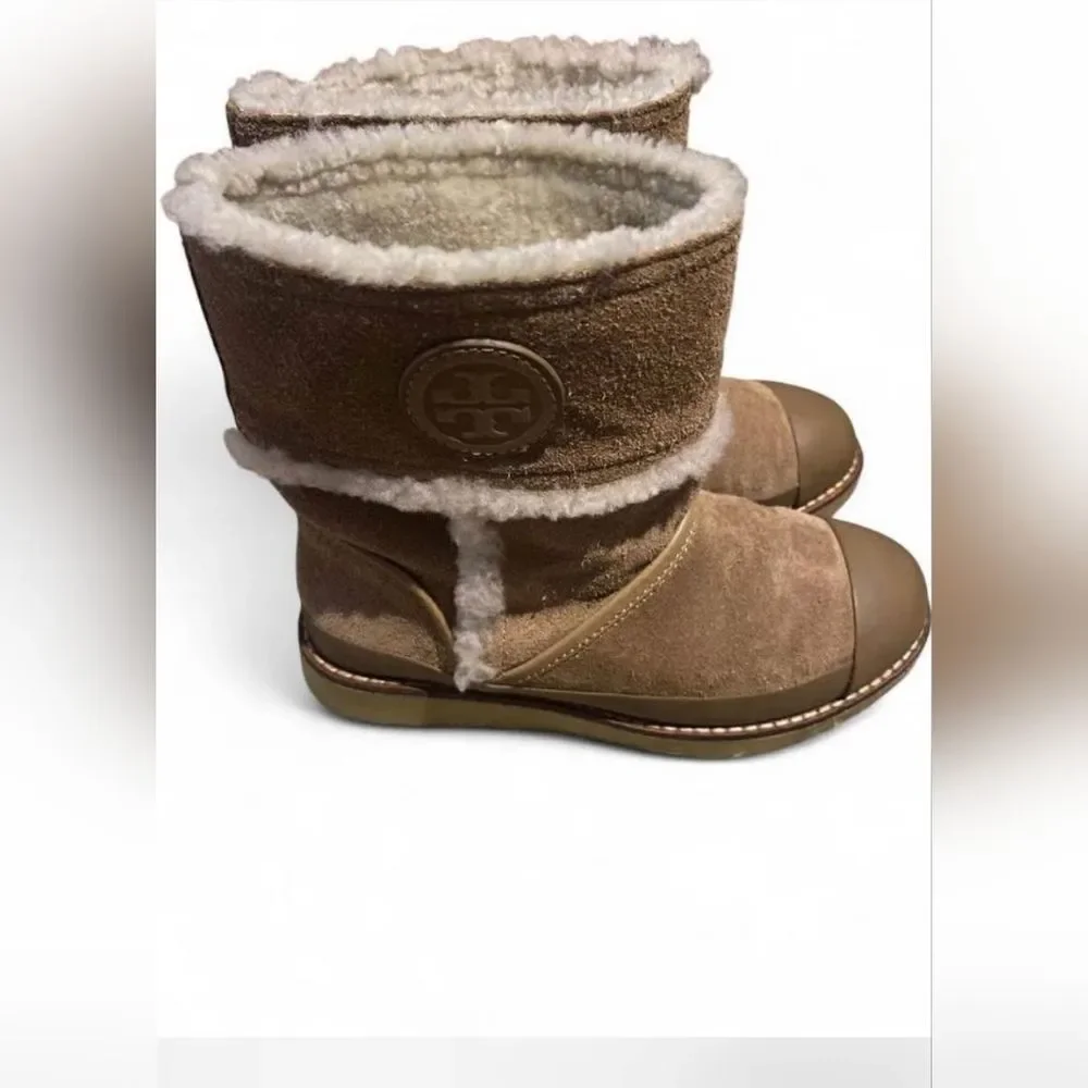 Tory Burch Designer Nadine Amelie Tan Shearling Winter Fleece Sherpa Boots 6